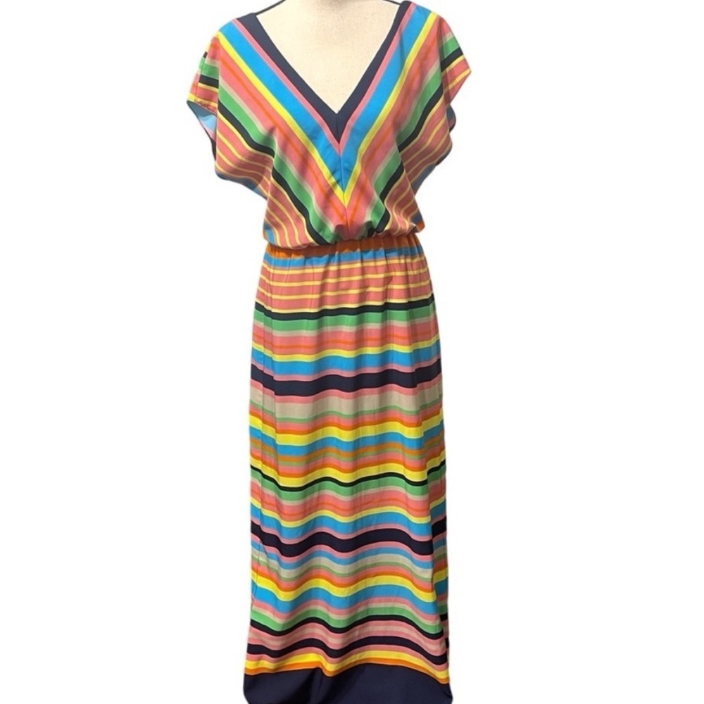 NWT Trina Turk Colorful V-Neck Belted Maxi Dress | Size 6